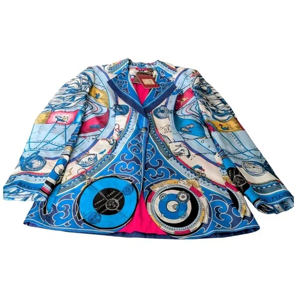 ETRO $2420 Colorful Multi-Print Silk Blazer Luxury Italian 42/6 Rare Artsy NWT - Picture 2 of 16